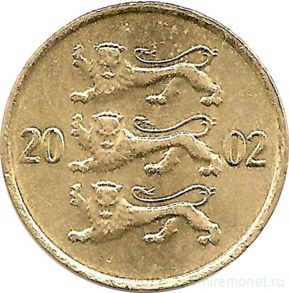 Монета. Эстония. 10 сентов 2002 год.