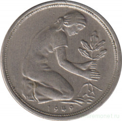 Монета. ФРГ. 50 пфеннигов 1949 год. Монетный двор - Карлсруэ (G).