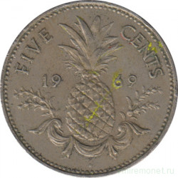 Монета. Багамские острова. 5 центов 1969 год.