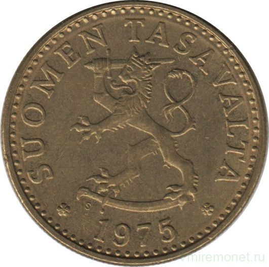 Монета. Финляндия. 20 пенни 1975 год.