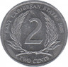 Монета. Восточные Карибские государства. 2 цента 2008 год. ав.