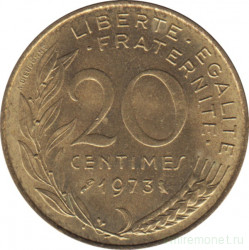 Монета. Франция. 20 сантимов 1973 год.