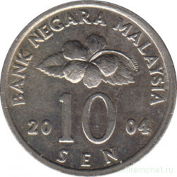Монета. Малайзия. 10 сен 2004 год.