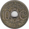  Монета. Франция. 10 сантимов 1918 год. ав.
