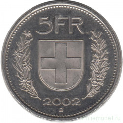 Монета. Швейцария. 5 франков 2002 год.