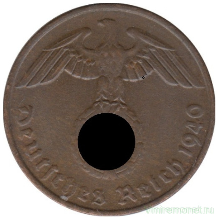 Монета. Германия. Третий Рейх. 2 рейхспфеннига 1940 год. Монетный двор - Мюнхен (D).