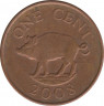 Монета. Бермудские острова. 1 цент 2008 год. Магнитная. ав.