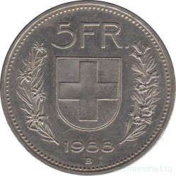 Монета. Швейцария. 5 франков 1988 год.