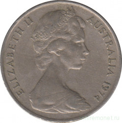 Монета. Австралия. 20 центов 1974 год.