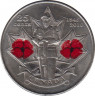 Монета. Канада. 25 центов 2011 год. 65 лет Победы в ВОВ. Красная эмаль. ав.