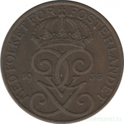 Монета. Швеция. 5 эре 1935 год.