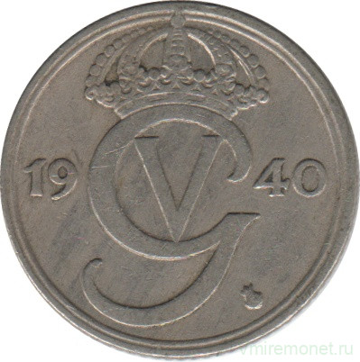 Монета. Швеция. 25 эре 1940 год (никелевая бронза).