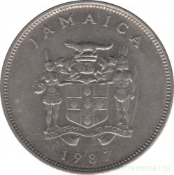 Монета. Ямайка. 25 центов 1987 год.