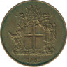 Монета. Исландия. 1 крона 1963 год. ав.