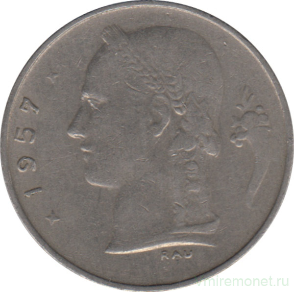 Монета. Бельгия. 1 франк 1957 год. BELGIE.