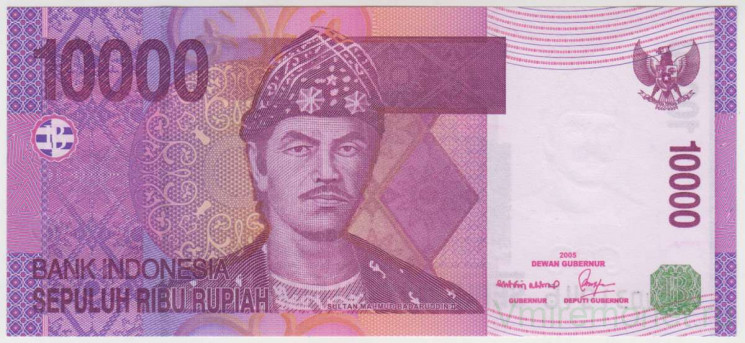 Банкнота. Индонезия. 10000 рупий 2005 год.