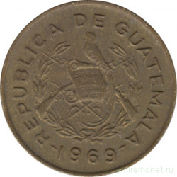 Монета. Гватемала. 1 сентаво 1969 год.