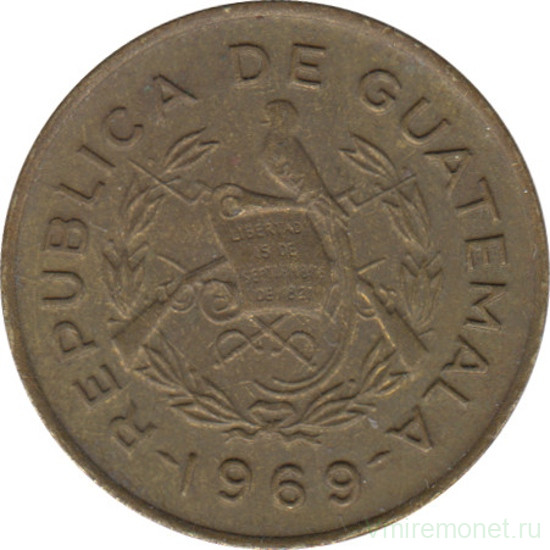 Монета. Гватемала. 1 сентаво 1969 год.