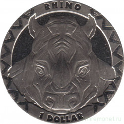 Монета. Сьерра-Леоне. 1 доллар 2019 год. Носорог.