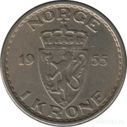 Монета. Норвегия. 1 крона 1955 год.