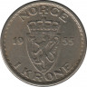 Монета. Норвегия. 1 крона 1955 год. ав.