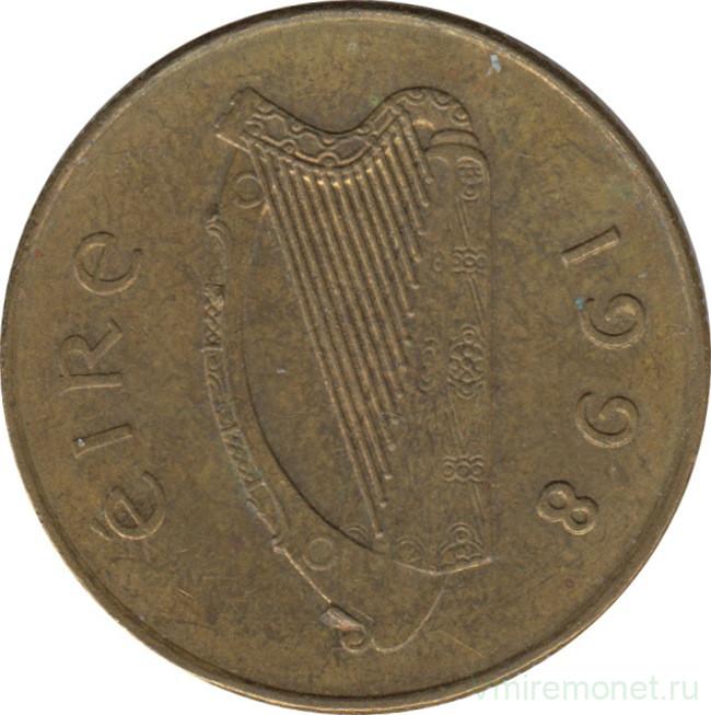 Монета. Ирландия. 20 пенсов 1998 год.