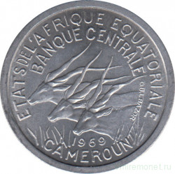 Монета. Экваториальная Африка (КФА). Камерун. 1 франк 1969 год.