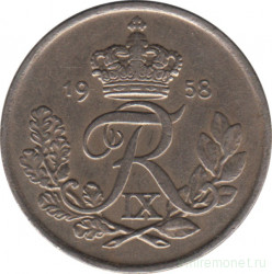 Монета. Дания. 25 эре 1958 год.