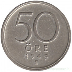 Монета. Швеция. 50 эре 1949 год.