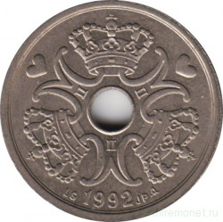 Монета. Дания. 2 кроны 1992 год.