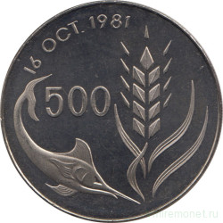 Монета. Кипр. 500 милей 1981 год. ФАО - Всемирный день продовольствия.