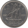 Монета. Канада. 10 центов 1992 год. 125 лет Конфедерации Канада. ав.