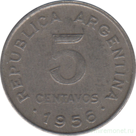 Монета. Аргентина. 5 сентаво 1956 год.