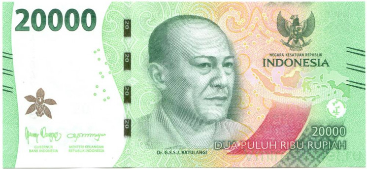 Банкнота. Индонезия. 20000 рупий 2022 год. Тип W166.