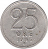 Монета. Швеция. 25 эре 1943 год. ав.