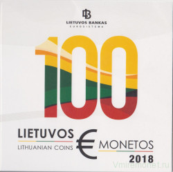 Монеты. Литва. Набор евро в буклете 2018 год. 100 лет обретения государственности Литвы.