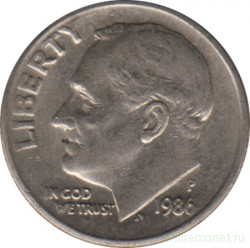 Монета. США. 10 центов 1986 год. Монетный двор P.