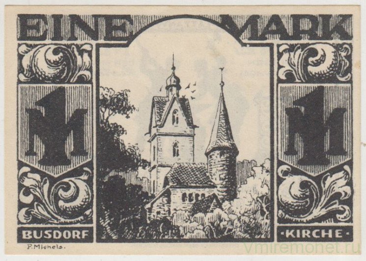 Бона. Нотгельд. Германия. Город Падерборн. 1 марка 1921 год. Вариант 1043.4.4.1.
