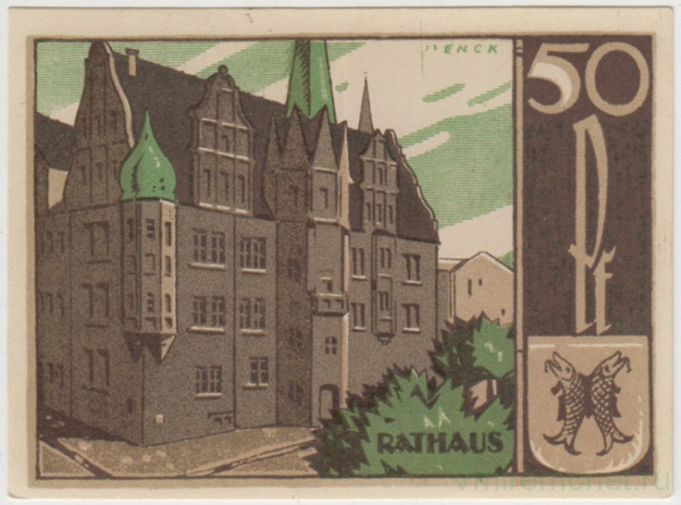 Бона. Нотгельд. Германия. Город Заальфельд. 50 пфеннигов 1921 год. Вариант 1155.3.1.