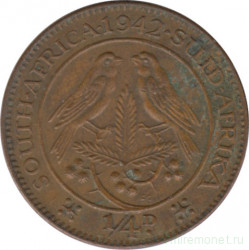 Монета. Южно-Африканская республика (ЮАР). 1/4 пенни 1942 год.