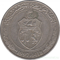 Монета. Тунис. 1/2 динара 1997 год.