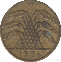 Монета. Германия. Веймарская республика. 10 рейхспфеннигов 1926 год. Монетный двор - Карлсруэ (G).