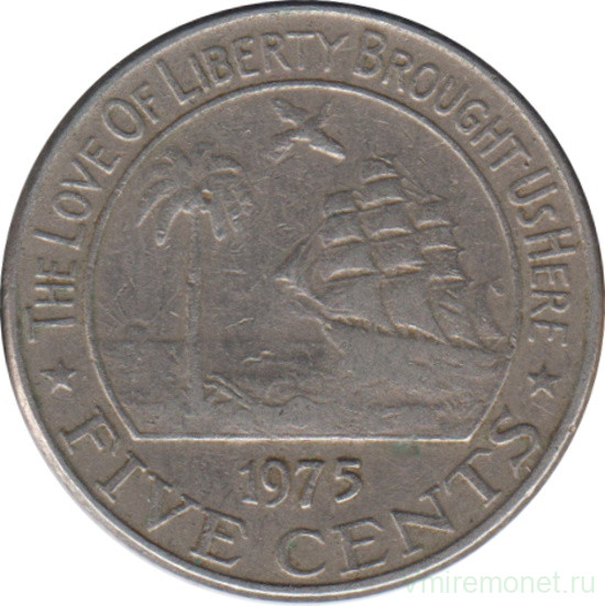 Монета. Либерия. 5 центов 1975 год.