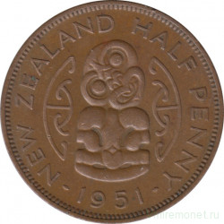 Монета. Новая Зеландия. 1/2 пенни 1951 год.