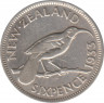Монета. Новая Зеландия. 6 пенсов 1933 год. ав.