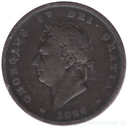 Монета. Великобритания. 1 пенни 1826 год.  Монета. Великобритания. 1 пенни 1826 год.