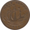 Монета. Великобритания. 1/2 пенни 1956 год. ав.
