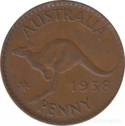 Монета. Австралия. 1 пенни 1938 год.