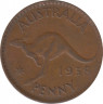 Монета. Австралия. 1 пенни 1938 год. ав.