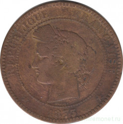 Монета. Франция. 10 сантимов 1873 год. А.